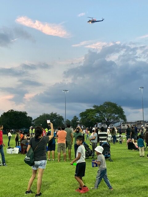 Sheriff's Office Helicopter flyover at the 2023 National Night Out event
